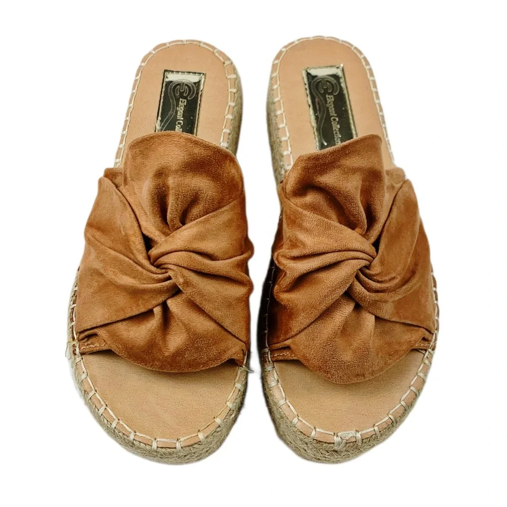 Elegant Collection Amber Faux Suede Espadrilles Size 8.5